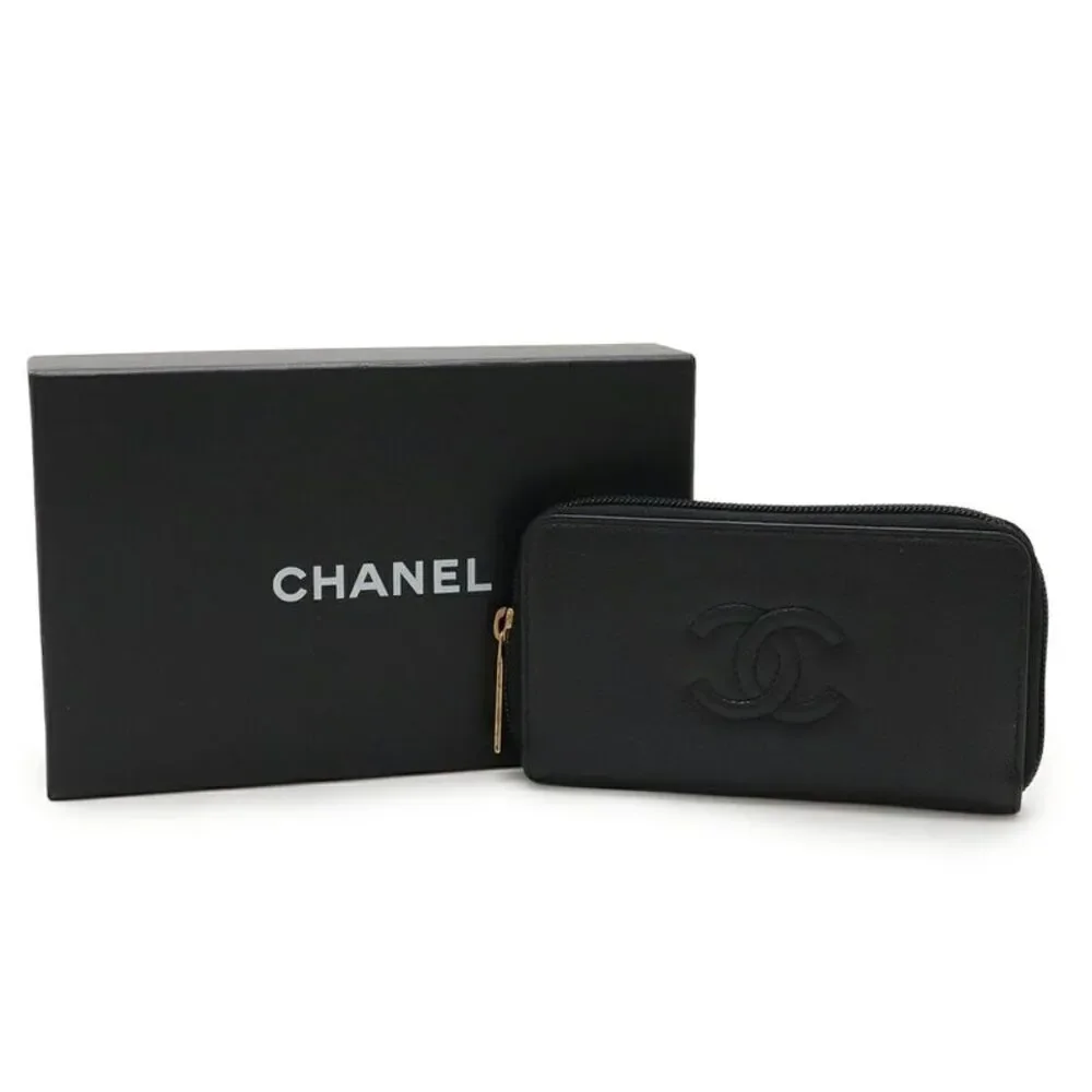 Chanel Caviar Leather Zip Wallet Black